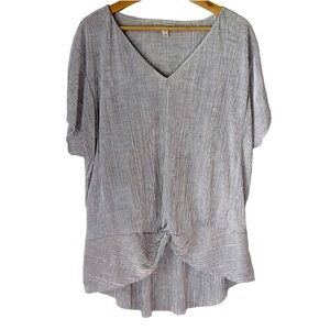 EUC Dana Buchman silver pleated slinky blouse